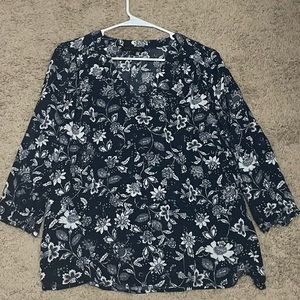 Blue and white floral top